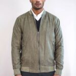 Plain Zippered Pockets Light Green Men Bomber Coat - Wessi