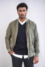 Plain-Zippered-Pockets-Light-Green-Men-Bomber-Coat-Wessi-3