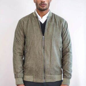 Plain Zippered Pockets Light Green Men Bomber Coat - Wessi