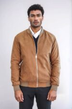 Plain-Zippered-Pockets-Tan-Men-Bomber-Coat-Wessi-1