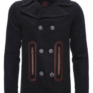 Pocket Edge Embroidered 6 Buttons Brown Coat-Wessi