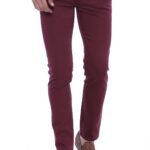 Pocket Flap Plain Burgundy Pants-Wessi