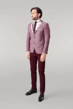 Pocket-and-Collar-Plaid-Mens-Linnen-Burgundy-Blazer-Wessi-3