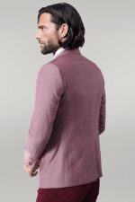 Pocket-and-Collar-Plaid-Mens-Linnen-Burgundy-Blazer-Wessi-4