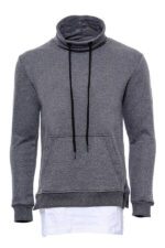 Point Collar T-Shirt Detailed Dark Grey Men's Sweatshirt