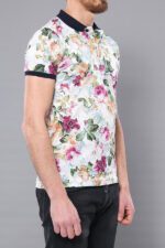 Polo-Neck-Floral-Pattern-Green-T-Shirt-Wessi-1