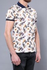 Polo-Neck-Floral-Pattern-Orange-T-Shirt-Wessi-1