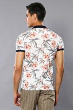 Polo-Neck-Floral-Patterned-Men-Cream-T-Shirt-Wessi-2