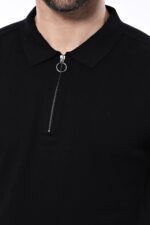 Polo-Neck-Plain-Black-Knitted-T-Shirt-Wessi-1