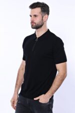 Polo-Neck-Plain-Black-Knitted-T-Shirt-Wessi-3