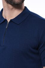Polo-Neck-Plain-Blue-Knitted-T-Shirt-Wessi-1