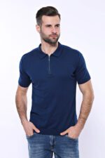 Polo-Neck-Plain-Blue-Knitted-T-Shirt-Wessi-2