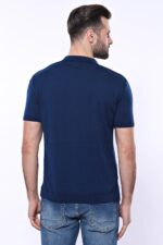 Polo-Neck-Plain-Blue-Knitted-T-Shirt-Wessi-3