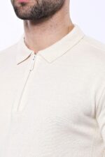 Polo-Neck-Plain-Cream-Knitted-T-Shirt-Wessi-1