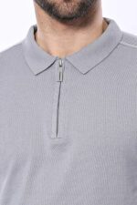 Polo-Neck-Plain-Grey-Knitted-T-Shirt-Wessi-1