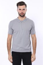 Polo-Neck-Plain-Grey-Knitted-T-Shirt-Wessi-3