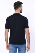 Polo-Neck-Plain-Navy-Knitted-Blue-Men-T-Shirt-Wessi-4
