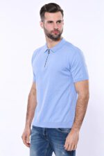 Polo-Neck-Plain-Sky-Blue-Knitted-T-Shirt-Wessi-1
