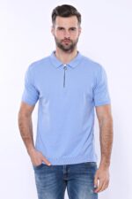 Polo-Neck-Plain-Sky-Blue-Knitted-T-Shirt-Wessi-3