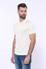 Polo-Zippered-Patterned-Cream-Knitted-T-Shirt-Wessi-2