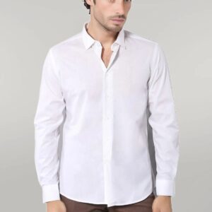 Poly Cotton Slim Fit Cream Shirt - Wessi