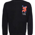Printed Black Circle Neck Men's Sweatshirt - Wessi
