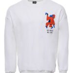 Printed White Circle Neck Men's Sweatshirt - Wessi