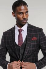 Purple-Vested-Slim-Fit-Checked-Black-Men-Suit-Wessi-2