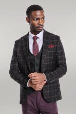 Purple-Vested-Slim-Fit-Checked-Black-Men-Suit-Wessi-6