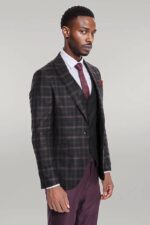Purple-Vested-Slim-Fit-Checked-Black-Men-Suit-Wessi-8