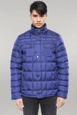 Quilted Blue Men Winter Coat
