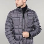Quilted Grey Men Winter Coat - Wessi