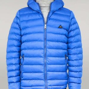 Quilted Hooded Puffer Blue Men's Coat - Wessi