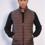 Quilted Sleeveless Brown Men Down Vest - Wessi