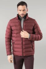 Quilted Standing Collar 2 Pockets Short Men Down Coat
