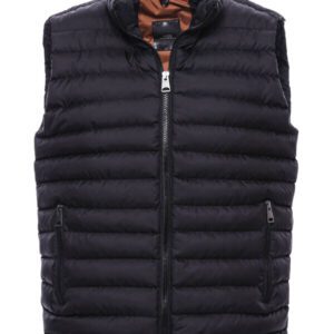 Quilted Zippered Black Men Down Vest - Wessi