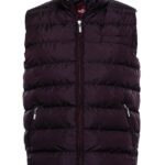 Quilted Zippered Burgundy Men Down Vest - Wessi