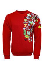 Red Crew Neck Printed Sweatshirt