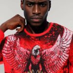 Red Eagle Patterned Slim Fit Sweatshirt - Wessi