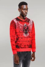 Red-Eagle-Patterned-Slim-Fit-Sweatshirt-Wessi-2