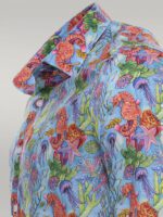 Red-Floral-Patterned-Slim-Fit-Long-Sleeves-Navy-Blue-Shirt-Wessi-1