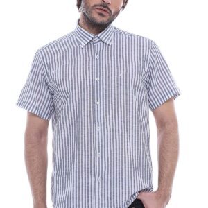 Regular Striped Short Sleeve White Shirt-Wessi