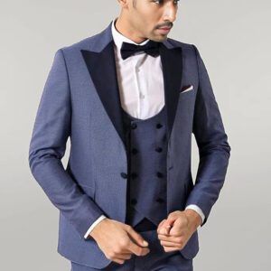 Removable Peak Lapel Blue Tuxedo | Wessi