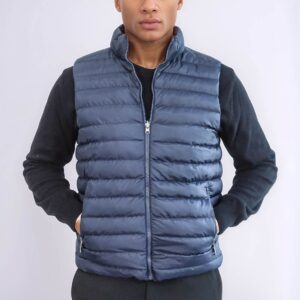 Reversible Puffer Sax Blue Men Down Vest - Wessi