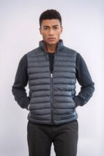 Reversible Quilted Standing Collar Black Men Down Vest