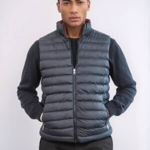 Reversible Quilted Standing Collar Black Men Down Vest - Wessi