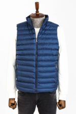 Reversible Quilted Standing Collar Blue Men Down Vest