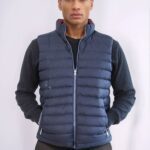 Reversible Quilted Standing Collar Navy Blue Men Down Vest - Wessi