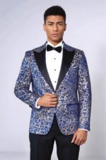 Root-Pattern-Peak-Lapel-Dark-Blue-Men-Tuxode-Dinner-Blazer-Wessi-3