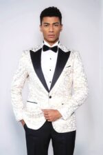 Root Pattern Peak Lapel White Men Dinner Jacket